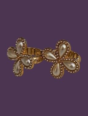 CATO Set Of Two Pearlesque Cocktail Stretch Rings